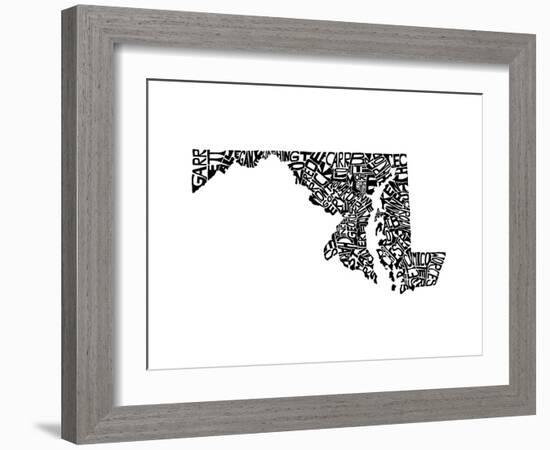 Typographic Maryland-CAPow-Framed Art Print