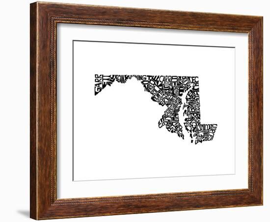 Typographic Maryland-CAPow-Framed Art Print