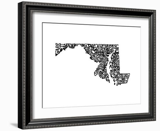 Typographic Maryland-CAPow-Framed Art Print