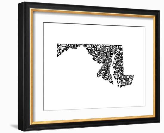 Typographic Maryland-CAPow-Framed Art Print