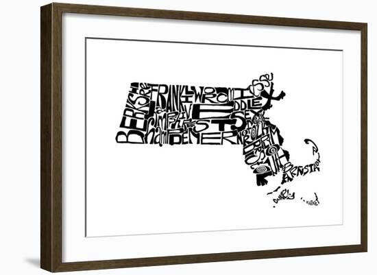 Typographic Massachusetts-CAPow-Framed Art Print