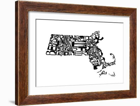 Typographic Massachusetts-CAPow-Framed Art Print