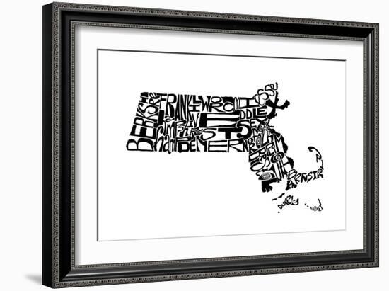 Typographic Massachusetts-CAPow-Framed Art Print