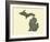 Typographic Michigan Beige Background-CAPow-Framed Art Print