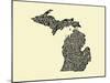 Typographic Michigan Beige Background-CAPow-Mounted Art Print