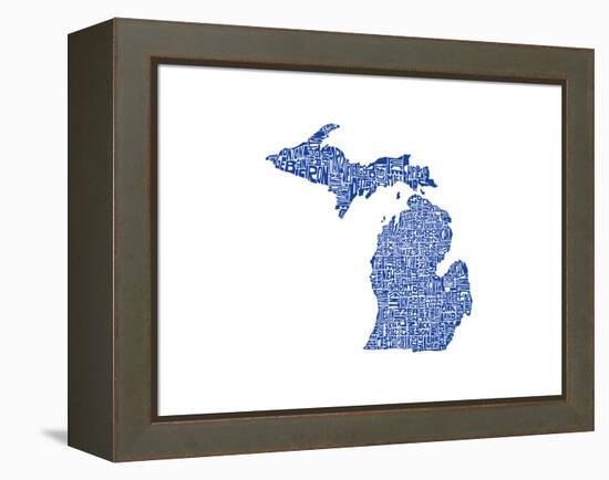 Typographic Michigan Blue-CAPow-Framed Stretched Canvas