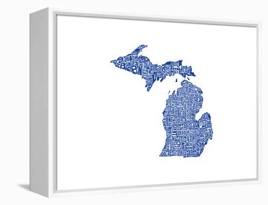 Typographic Michigan Blue-CAPow-Framed Stretched Canvas