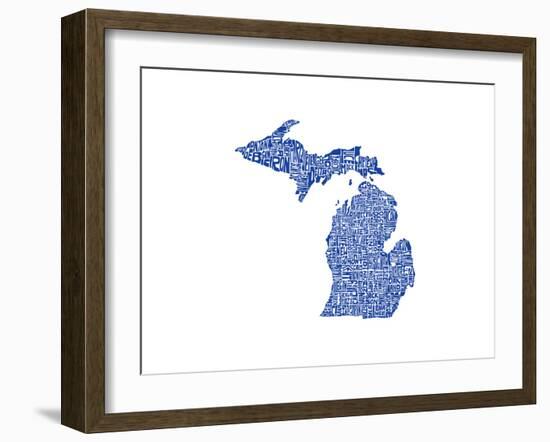 Typographic Michigan Blue-CAPow-Framed Premium Giclee Print