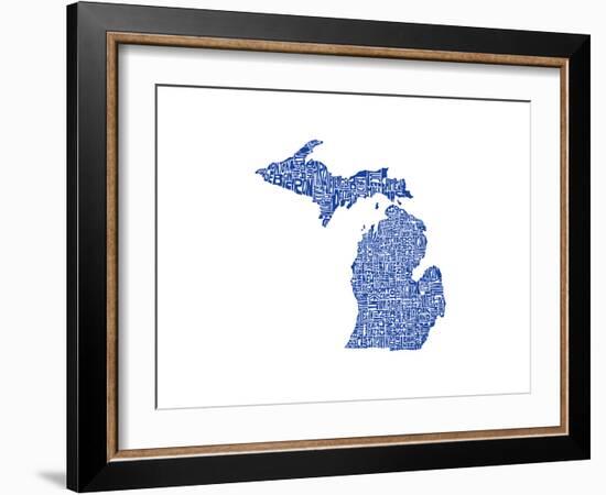 Typographic Michigan Blue-CAPow-Framed Premium Giclee Print