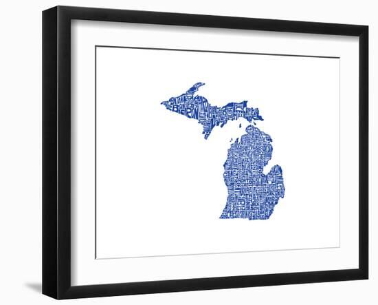 Typographic Michigan Blue-CAPow-Framed Premium Giclee Print