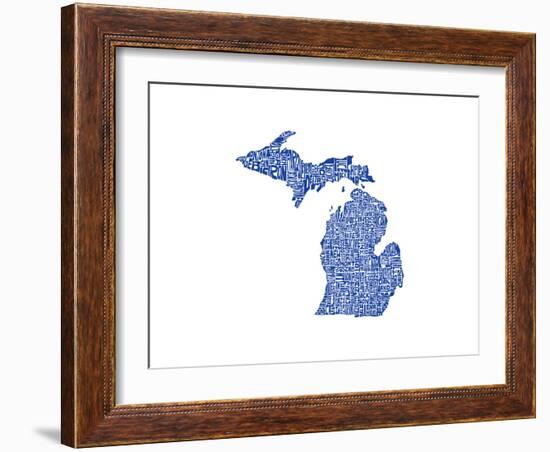 Typographic Michigan Blue-CAPow-Framed Art Print