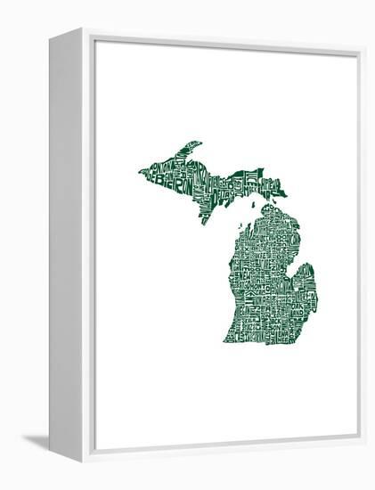 Typographic Michigan Forest Green-CAPow-Framed Stretched Canvas