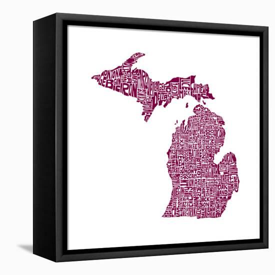 Typographic Michigan Maroon-CAPow-Framed Stretched Canvas