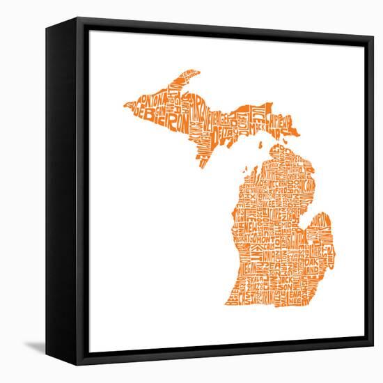 Typographic Michigan Orange-CAPow-Framed Stretched Canvas