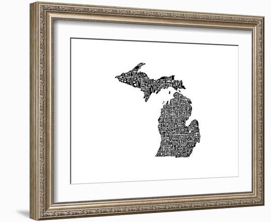 Typographic Michigan-CAPow-Framed Art Print