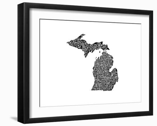 Typographic Michigan-CAPow-Framed Art Print