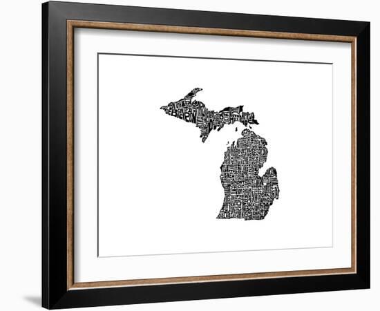 Typographic Michigan-CAPow-Framed Art Print