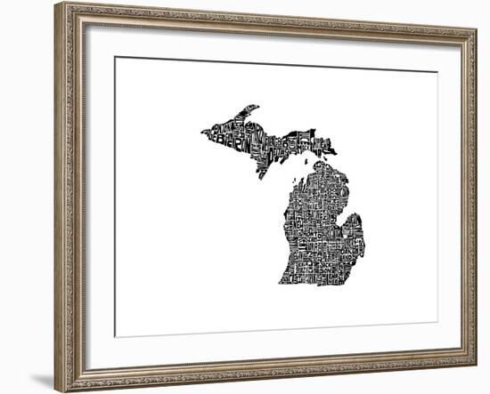 Typographic Michigan-CAPow-Framed Art Print