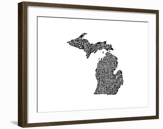 Typographic Michigan-CAPow-Framed Art Print