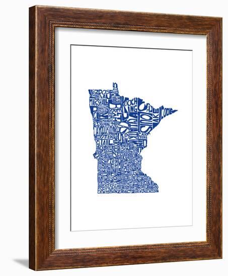 Typographic Minnesota Blue-CAPow-Framed Premium Giclee Print