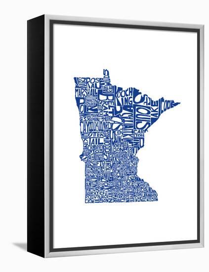 Typographic Minnesota Blue-CAPow-Framed Stretched Canvas