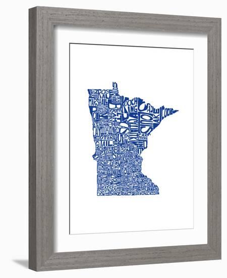 Typographic Minnesota Blue-CAPow-Framed Art Print