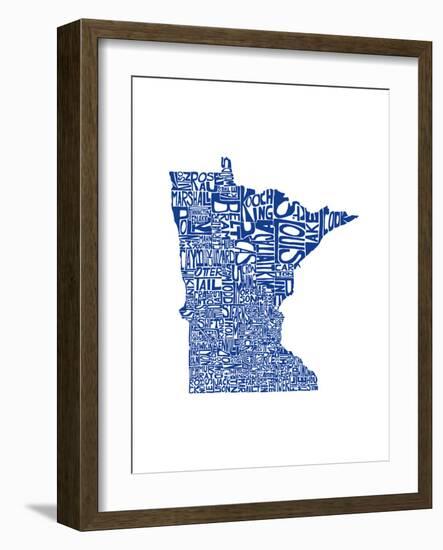 Typographic Minnesota Blue-CAPow-Framed Art Print