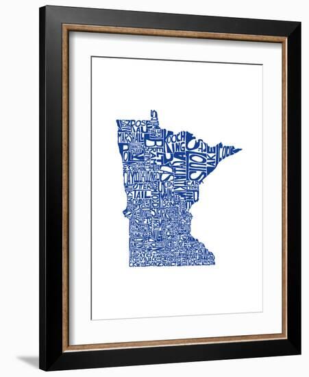 Typographic Minnesota Blue-CAPow-Framed Art Print