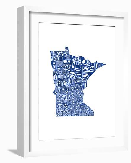 Typographic Minnesota Blue-CAPow-Framed Art Print