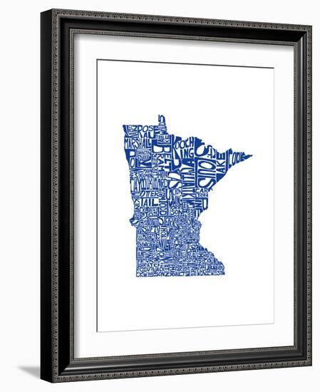 Typographic Minnesota Blue-CAPow-Framed Art Print