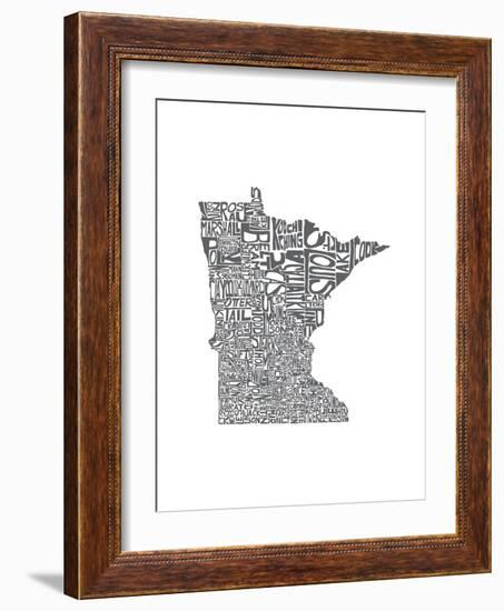 Typographic Minnesota Charcoal-CAPow-Framed Art Print