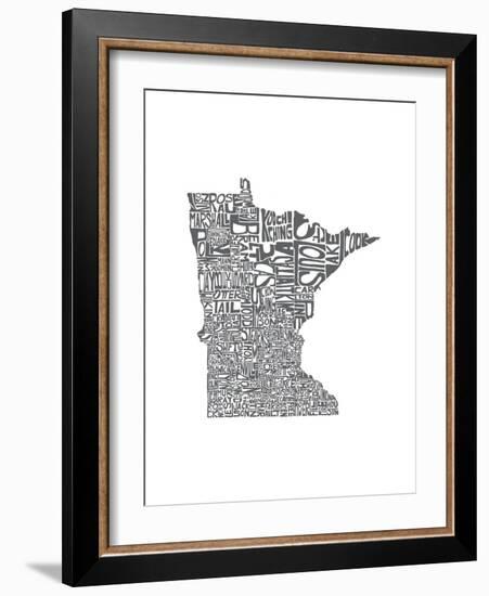 Typographic Minnesota Charcoal-CAPow-Framed Art Print