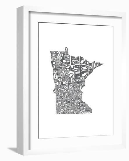 Typographic Minnesota Charcoal-CAPow-Framed Art Print