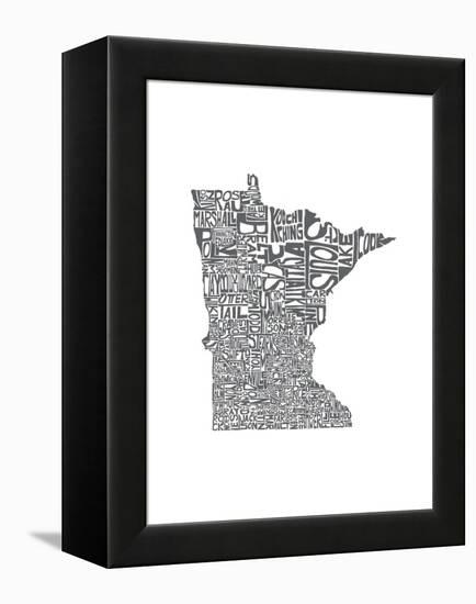 Typographic Minnesota Charcoal-CAPow-Framed Stretched Canvas