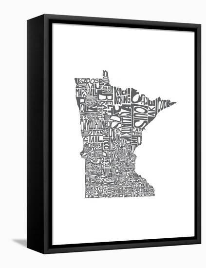 Typographic Minnesota Charcoal-CAPow-Framed Stretched Canvas