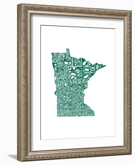 Typographic Minnesota Green-CAPow-Framed Art Print