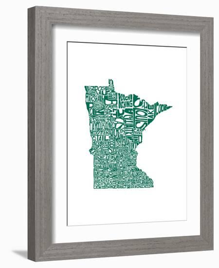 Typographic Minnesota Green-CAPow-Framed Art Print