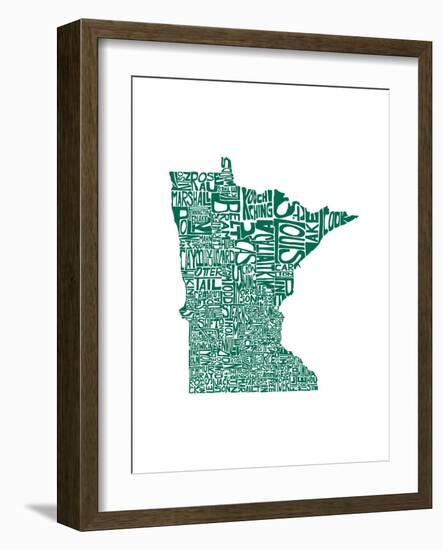 Typographic Minnesota Green-CAPow-Framed Art Print