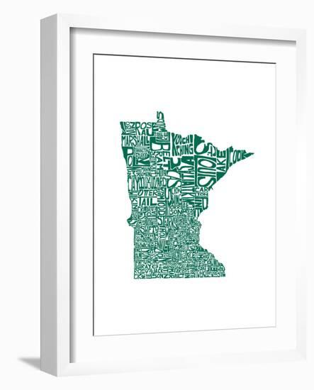 Typographic Minnesota Green-CAPow-Framed Art Print