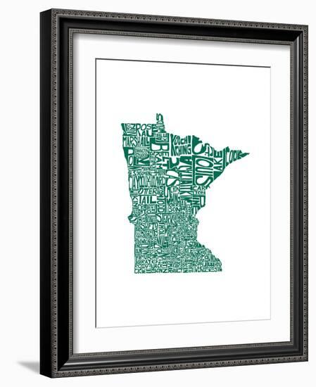 Typographic Minnesota Green-CAPow-Framed Art Print