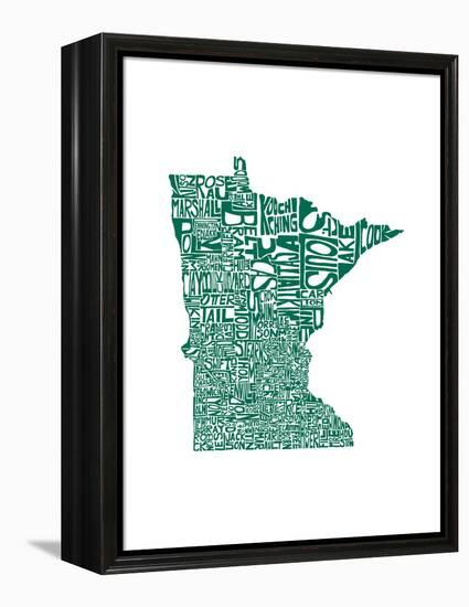 Typographic Minnesota Green-CAPow-Framed Stretched Canvas