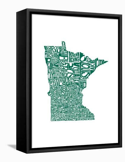 Typographic Minnesota Green-CAPow-Framed Stretched Canvas