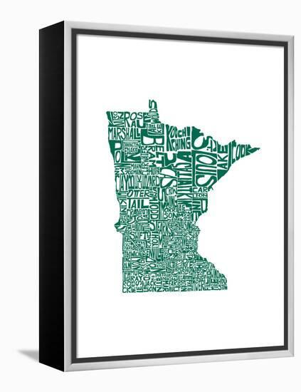 Typographic Minnesota Green-CAPow-Framed Stretched Canvas