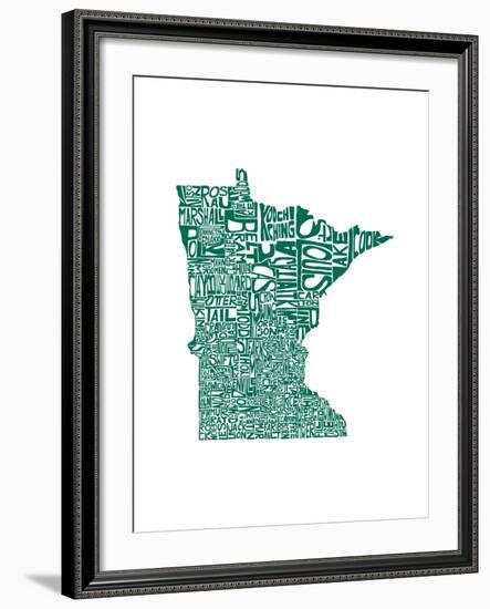 Typographic Minnesota Green-CAPow-Framed Art Print