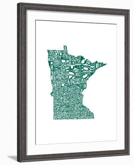 Typographic Minnesota Green-CAPow-Framed Art Print