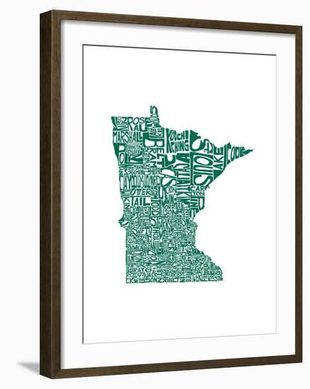 Typographic Minnesota Green-CAPow-Framed Art Print