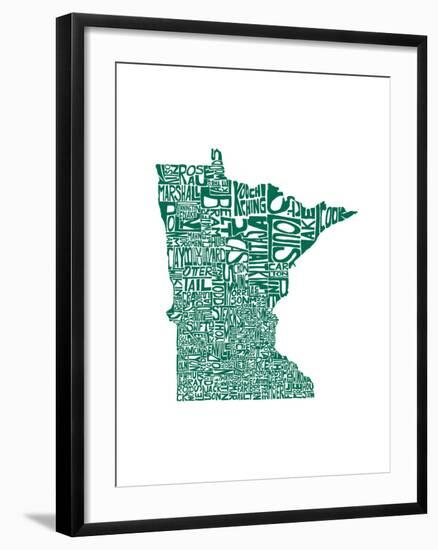 Typographic Minnesota Green-CAPow-Framed Art Print