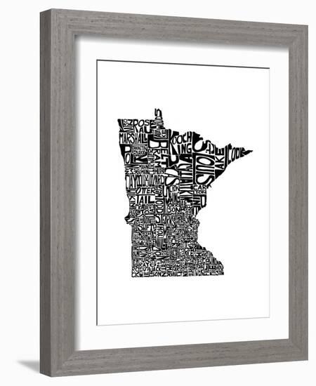 Typographic Minnesota-CAPow-Framed Art Print