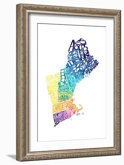 Typographic New England Spring-CAPow-Framed Art Print