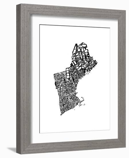 Typographic New England-CAPow-Framed Art Print